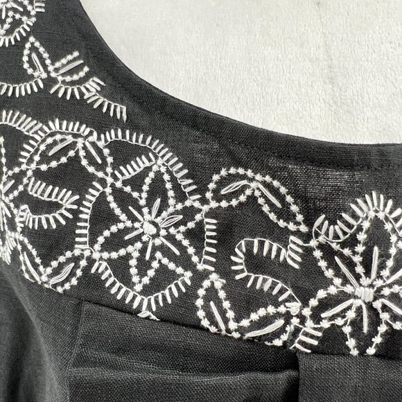 🖤Lucy & Laurel 100% Linen Top XL Black with Embroidered Detail - Dressy - Picture 3 of 10